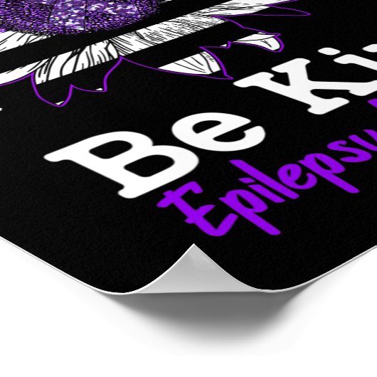 Be Kind Purple Ribbon Sunflower Kindness Epilepsy  ポスター (角)