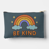 "Be Kind Rainbow - カラフル引用文前向きデザイン" アクセサリーポーチ (裏面)