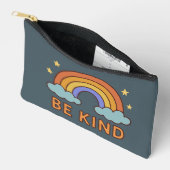 "Be Kind Rainbow - カラフル引用文前向きデザイン" アクセサリーポーチ (見開き)