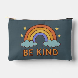 "Be Kind Rainbow - カラフル引用文前向きデザイン" アクセサリーポーチ