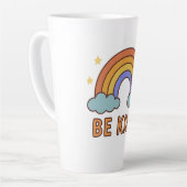 "Be Kind Rainbow - カラフル引用文前向きデザイン" カフェラテマグ (左アングル)