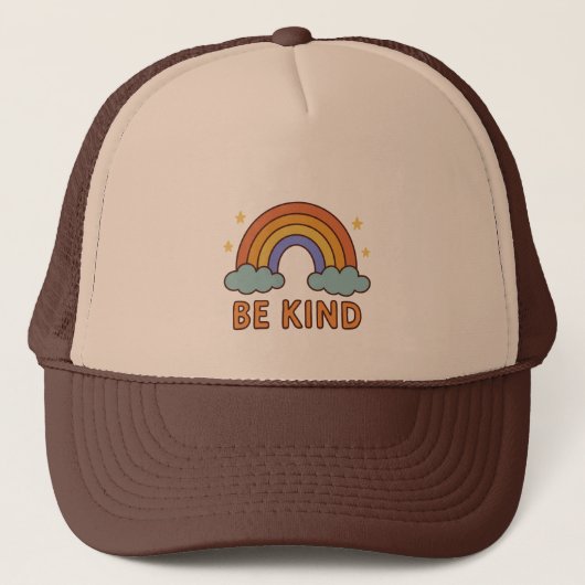 "Be Kind Rainbow - カラフル引用文前向きデザイン" キャップ (正面)