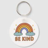 "Be Kind Rainbow - カラフル引用文前向きデザイン" キーホルダー (裏面)