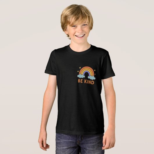 "Be Kind Rainbow - カラフル引用文前向きデザイン" トライブレンドTシャツ (正面全面)