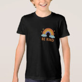 "Be Kind Rainbow - カラフル引用文前向きデザイン" トライブレンドTシャツ (正面)