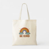 "Be Kind Rainbow - カラフル引用文前向きデザイン" トートバッグ (裏面)
