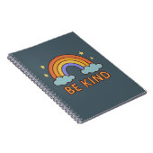 "Be Kind Rainbow - カラフル引用文前向きデザイン" ノートブック (右側)