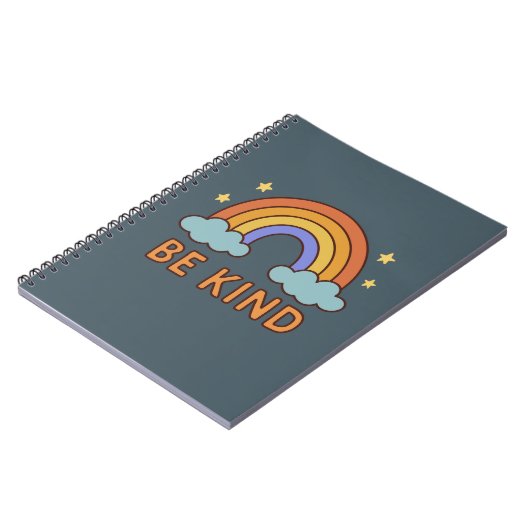 "Be Kind Rainbow - カラフル引用文前向きデザイン" ノートブック (左側)