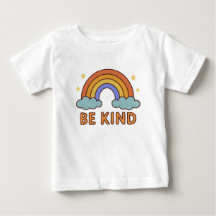 "Be Kind Rainbow - カラフル引用文前向きデザイン" ベビーTシャツ