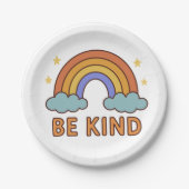"Be Kind Rainbow - カラフル引用文前向きデザイン" ペーパープレート (正面)