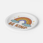 "Be Kind Rainbow - カラフル引用文前向きデザイン" ペーパープレート (アングル)