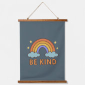 "Be Kind Rainbow - カラフル引用文前向きデザイン" 吊り下げ型タペストリー (正面)
