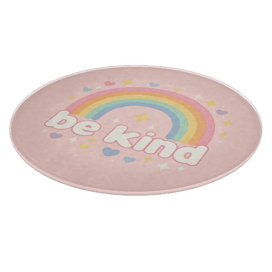 Be Kind – Rainbow Pastel Positivity カッティングボード (角)
