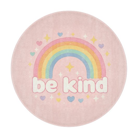 Be Kind – Rainbow Pastel Positivity カッティングボード (正面)