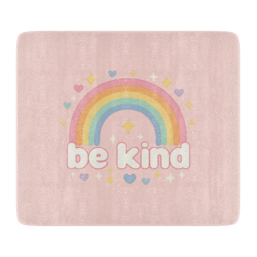 Be Kind – Rainbow Pastel Positivity カッティングボード (正面)
