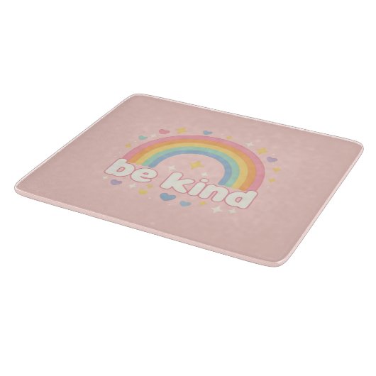 Be Kind – Rainbow Pastel Positivity カッティングボード (角)