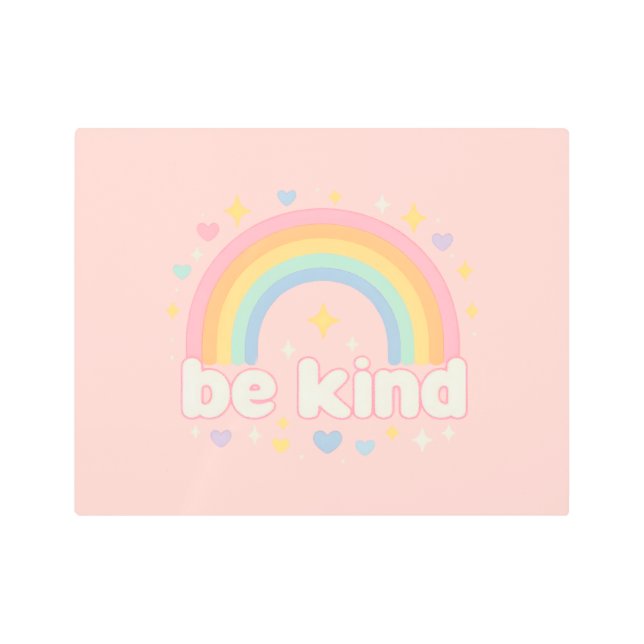 Be Kind – Rainbow Pastel Positivity メタルプリント (正面)