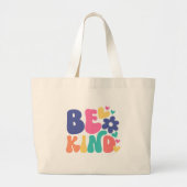 Be Kind Retro Boho –Groovy Colorful Flower & Heart ラージトートバッグ (正面)