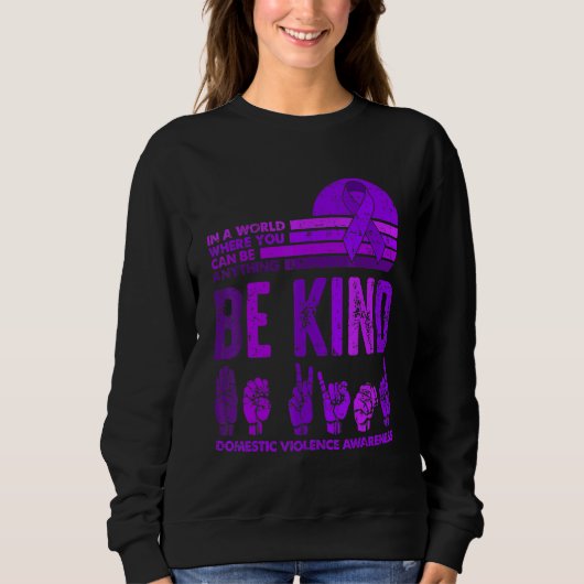 Be Kind Retro Vintage Domestic Violence Awareness  スウェットシャツ (正面)