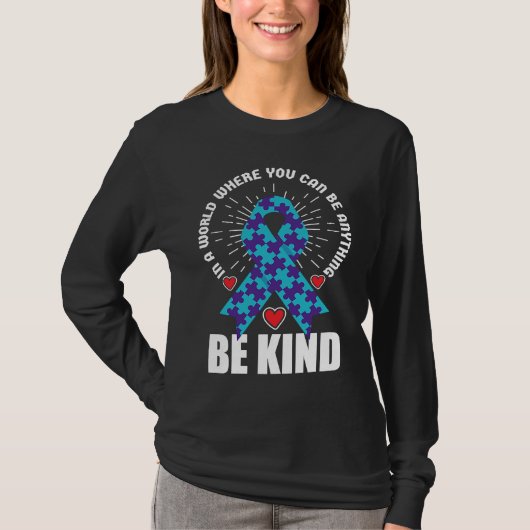 Be Kind Ribbon Suicide Awareness Mental Health Tシャツ (正面)