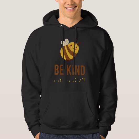 Be Kind Sign Braille Language Bee Graphic Yellow パーカ (正面)