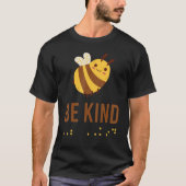 Be Kind Sign Braille Language Bee Graphic Yellow Tシャツ (正面)
