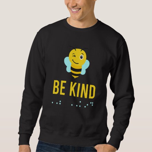 Be Kind Sign Braille Language Bee Smile Graphic Ye スウェットシャツ (正面)