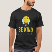 Be Kind Sign Braille Language Bee Smile Graphic Ye Tシャツ (正面)