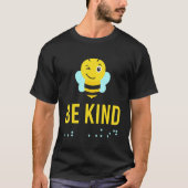 Be Kind Sign Braille Language Bee Smile Graphic Ye Tシャツ (正面)