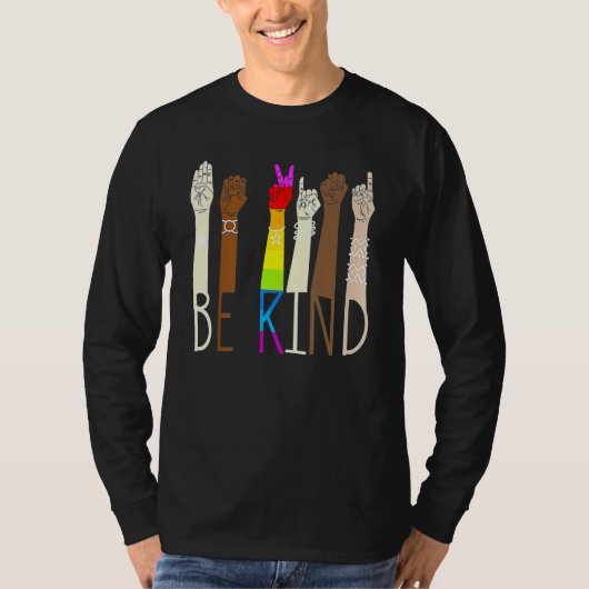 Be Kind Sign Language Hand Talking LGBT Gay Les Pr Tシャツ (正面)
