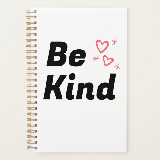 "Be Kind" Spiral Notebook プランナー手帳 (正面)