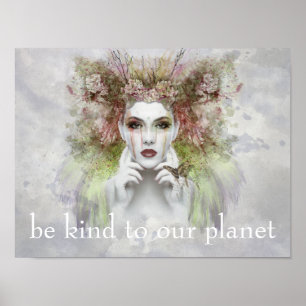 Be Kind To Our Planet Gaia Crying Earth Day ポスター