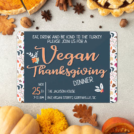 Be kind to the turkey floral Vegan thanksgiving 招待状