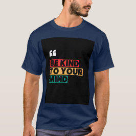 「Be Kind to your Mind」プリントのブルーTシャツ Tシャツ