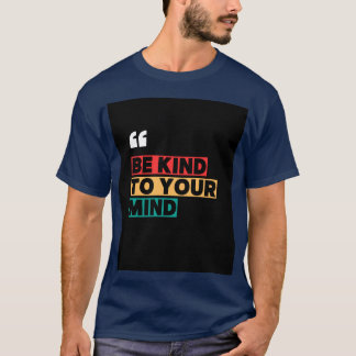 「Be Kind to your Mind」プリントのブルーTシャツ Tシャツ
