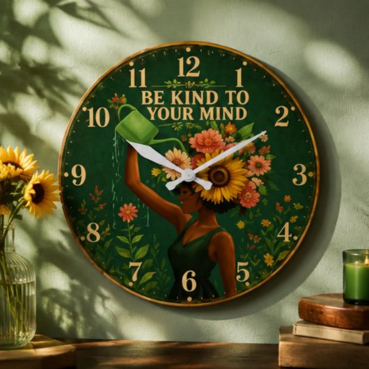 Be Kind to Your Mind Floral  ラージ壁時計