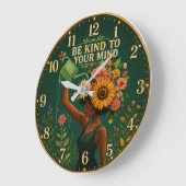 Be Kind to Your Mind Floral ラージ壁時計 (傾斜)