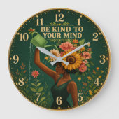 Be Kind to Your Mind Floral  ラージ壁時計 (正面)