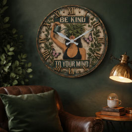 Be Kind to Your Mind Funny Gardening Plant Lover ラージ壁時計