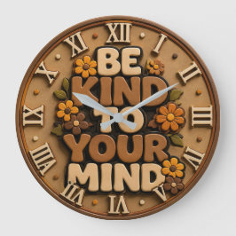 Be Kind to Your Mind Home Decor Gift ラージ壁時計