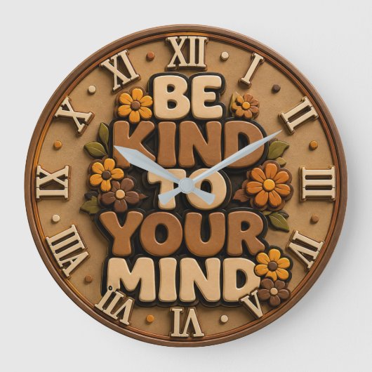 Be Kind to Your Mind Home Decor Gift ラージ壁時計 (正面)