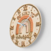 Be Kind to Yourself Boho Neutral Home Decor Gift ラージ壁時計 (傾斜)
