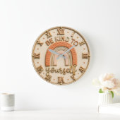 Be Kind to Yourself Boho Neutral Home Decor Gift ラージ壁時計 (ホーム)
