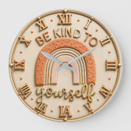 Be Kind to Yourself Boho Neutral Home Decor Gift ラージ壁時計