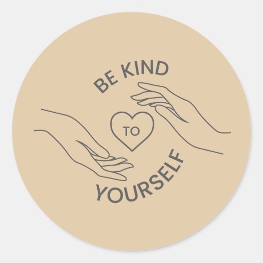 Be Kind to Yourself | Gentle Reminder Line Sticker ラウンドシール (正面)