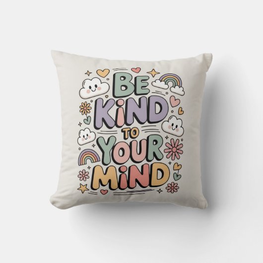 Be Kind to Yourself, Motivational, Positive Quote クッション (正面)