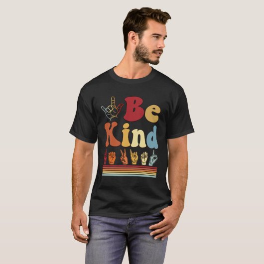 Be Kind Women Sign Language Graphic Deaf Pride AS Tシャツ (正面フル)