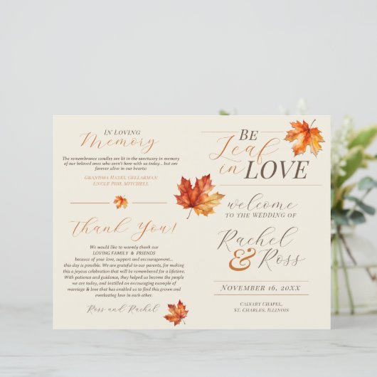 Be Leaf In Love Rust秋の結婚式式プログラム (スタンド正面)