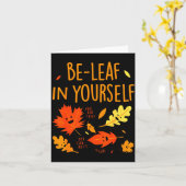 Be-leaf In Yourself Quotes Sayings Funny Gift  カード (黄色い花)