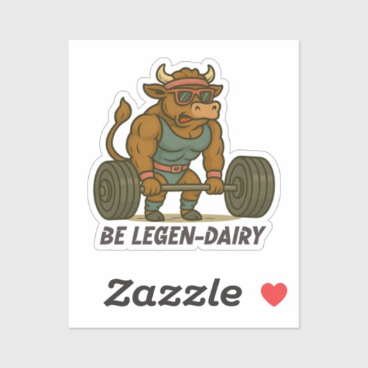 Be Legen-Dairy – Funny Bull Deadlift Gym Workout シール (シート)